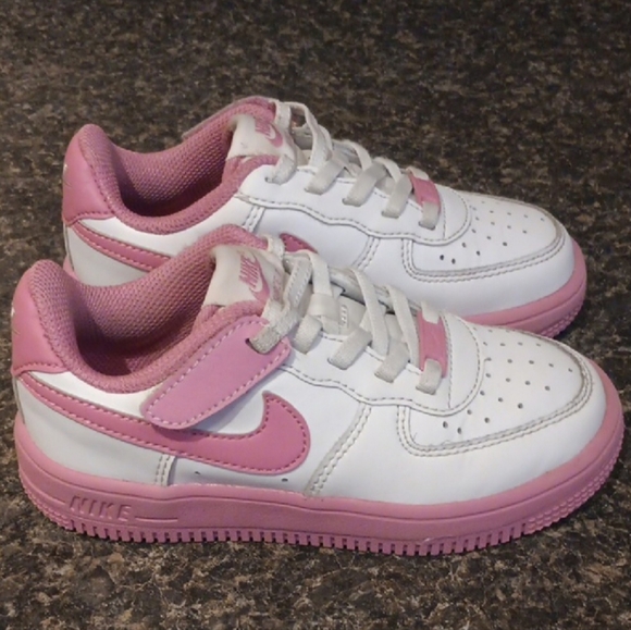 Nike Force 1 Girl Size 11c Pink and White Kids' Sneakers - Picture 1 of 8